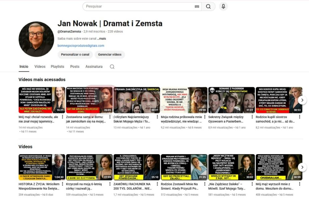 CANAL DO YOUTUBE DE 2K MONETIZADO - HISTÓRIAS (COD-473)