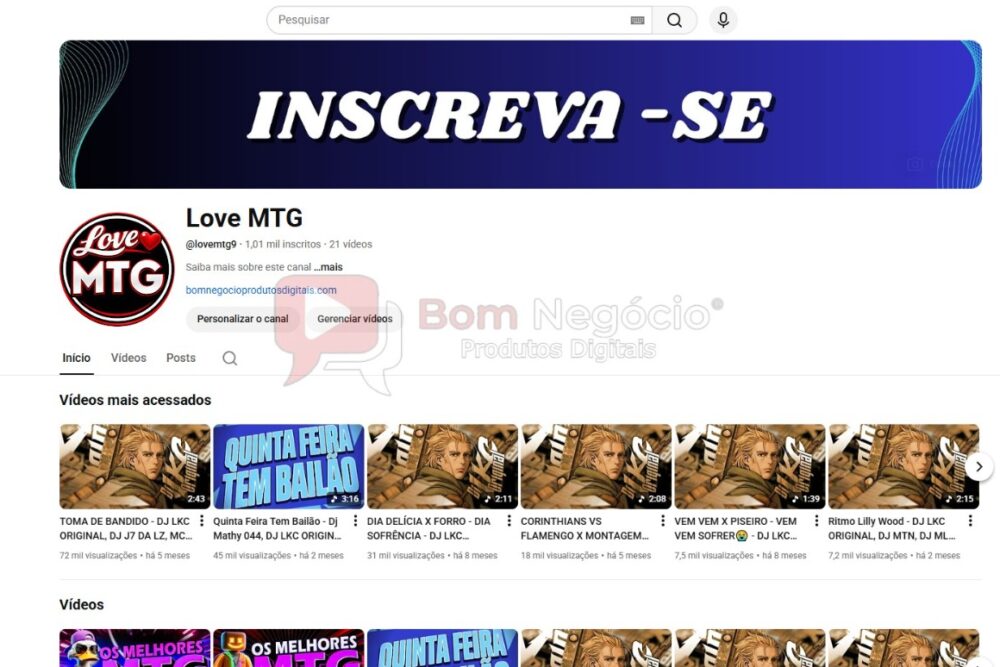 CANAL DO YOUTUBE DE 1K MONETIZADO - MUSICAL (COD-483)