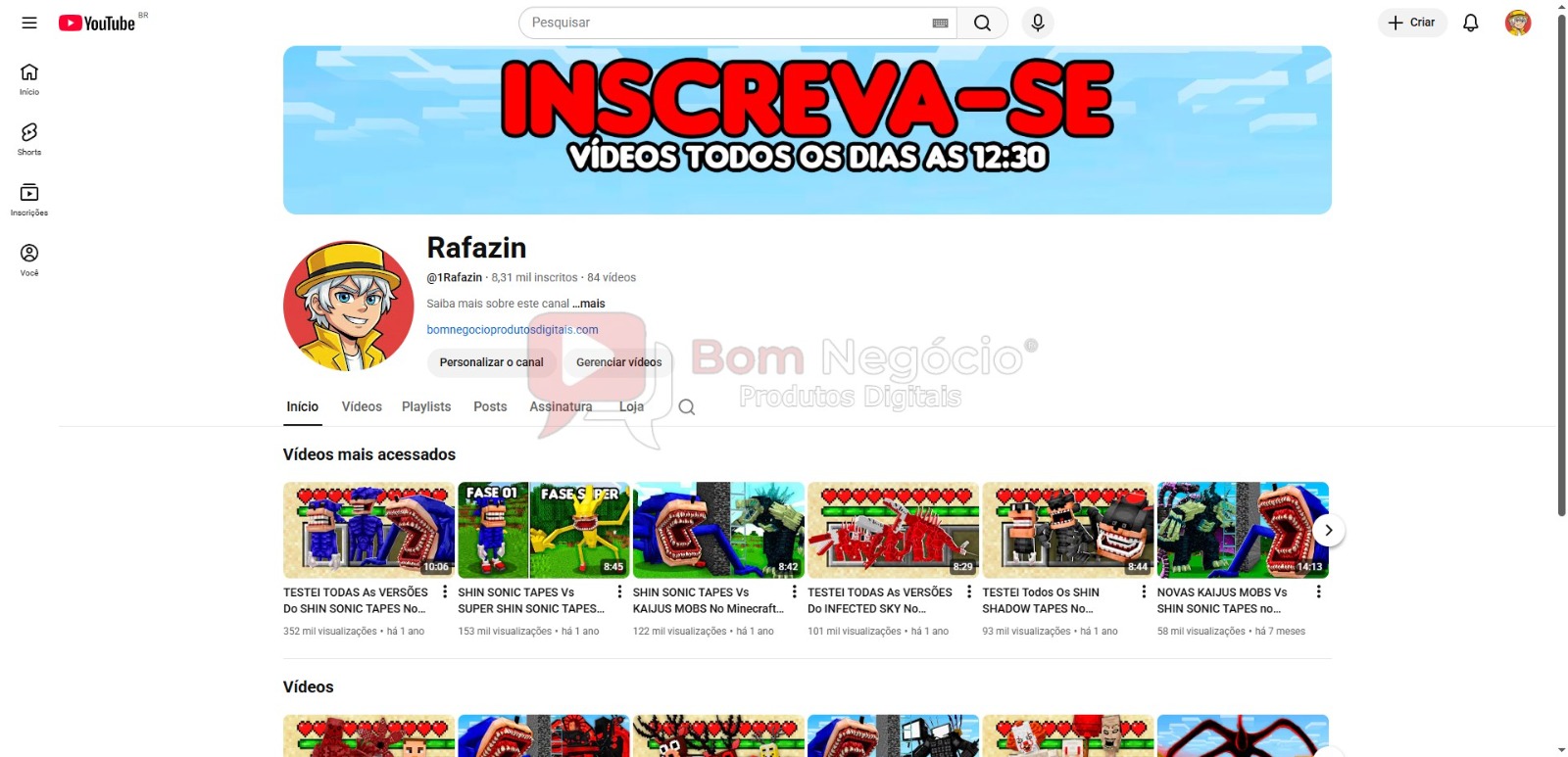CANAL DO YOUTUBE DE 8K MONETIZADO - GAMES (COD-522)