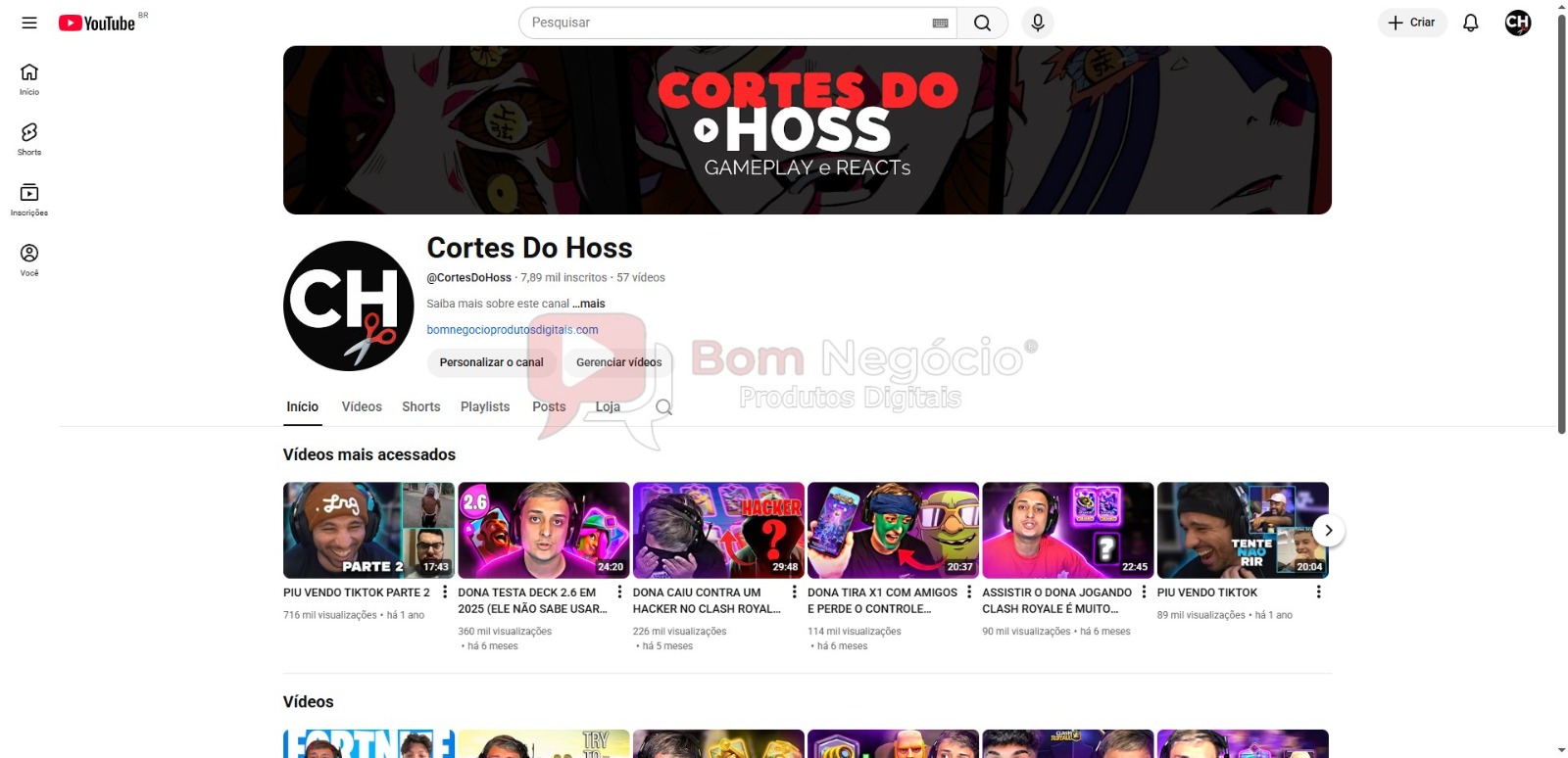 CANAL DO YOUTUBE DE 7K MONETIZADO - GAMES (COD-563)