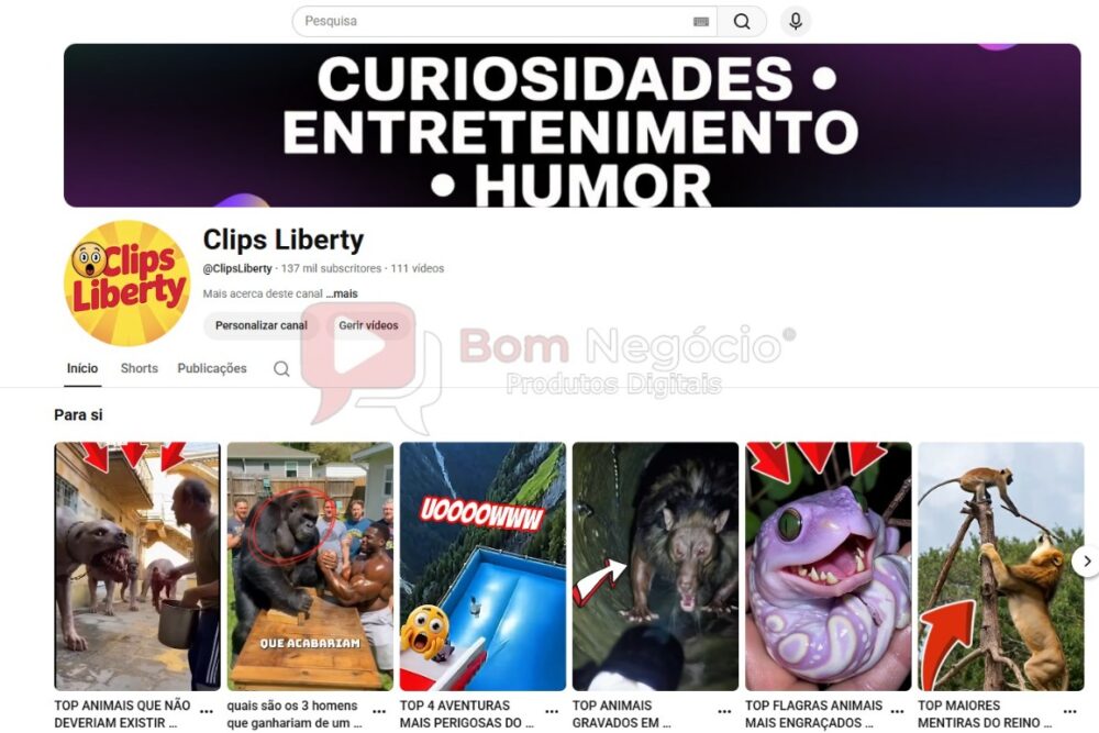 CANAL DO YOUTUBE DE 137K NÃO MONETIZADO - CURIOSIDADES (COD-579)