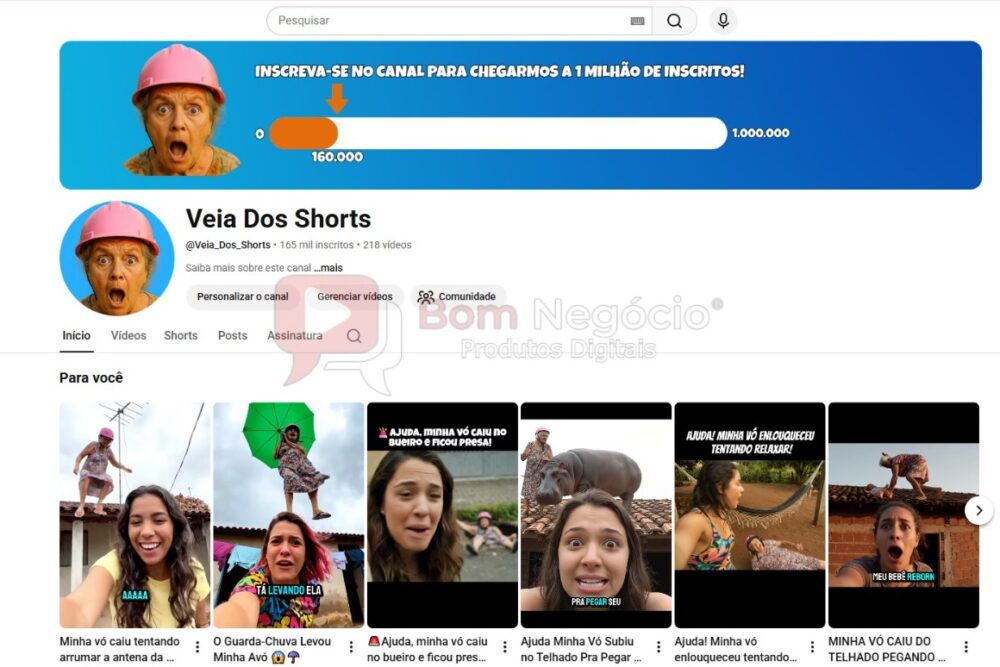CANAL DO YOUTUBE DE 165K NÃO MONETIZADO - HUMOR (COD-596)