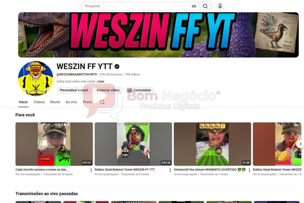 CANAL DO YOUTUBE DE 378K NÃO MONETIZADO - GAMES (COD-606)